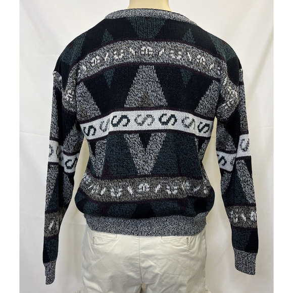 Vintage Expressions Geometric Pullover Sweater Men's Medium Crew Neck Grandpa FS - Picture 3 of 11